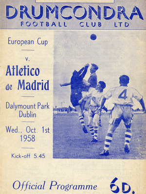 Año 1958 | Atlético de Madrid - Drumcondra FC | Primer partido europeo del club | Cartel