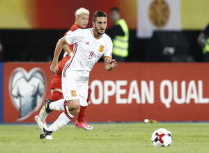Koke, durante el partido de clasificación para el Mundial disputado por España en Skopje frente a Macedonia